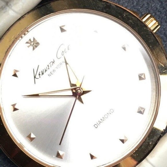 Kenneth Cole Diamond Watch White Leather Gold A126-14 KC2857 main image 4